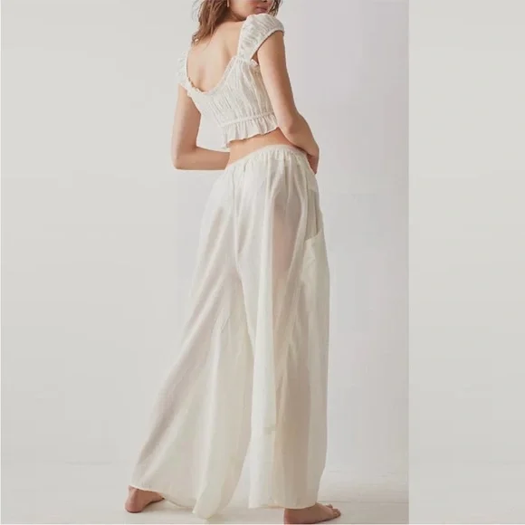 NWOT-FREE PEOPLE- HEAT of the NIGHT WIDE LEG PANT SEMI-SHEER - Picture 2 of 13